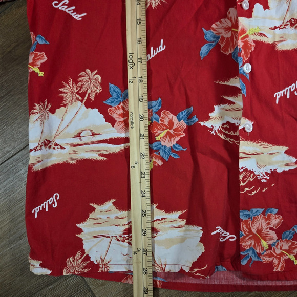 Brixton Hawaiian Shirt Mens XL Red Floral Palm Tree Short Sleeve Button Up - Picture 5 of 8